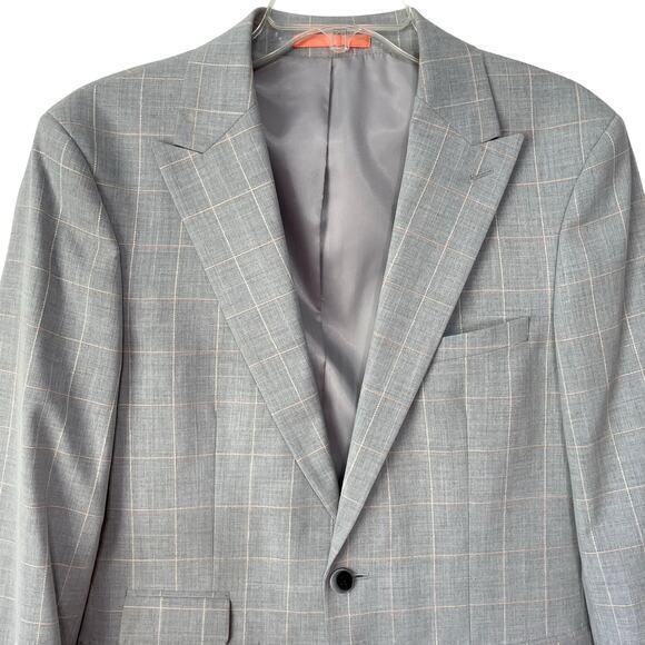 MOSS LONDON Men's Suite Blazer Jacket‎ Gray Pink Slim Fit Size 40R - Picture 3 of 10